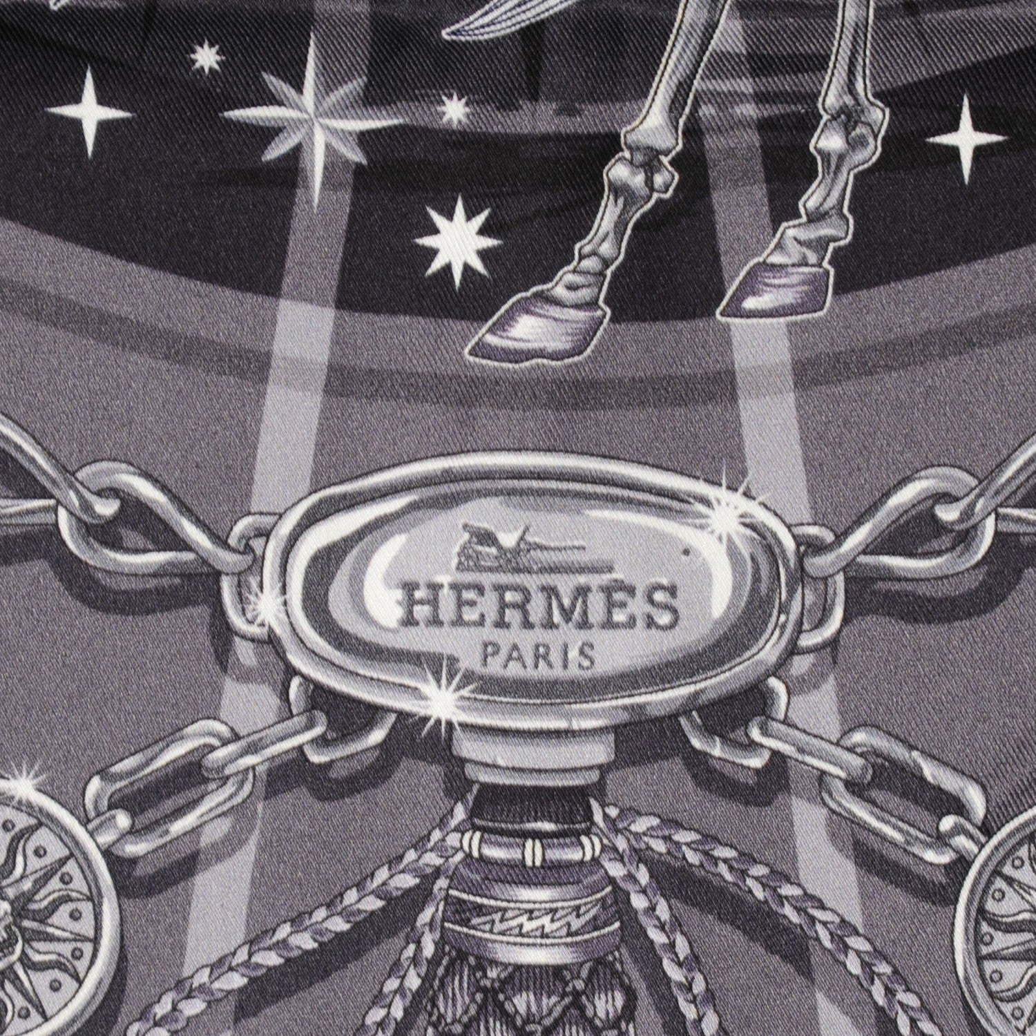 Hermes Silk C'Est La Fete Scarf 70 Gris Anthracite Gris Fonce 4 of 9