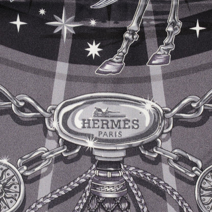 Hermes Silk C'Est La Fete Scarf 70 Gris Anthracite Gris Fonce 4 of 9