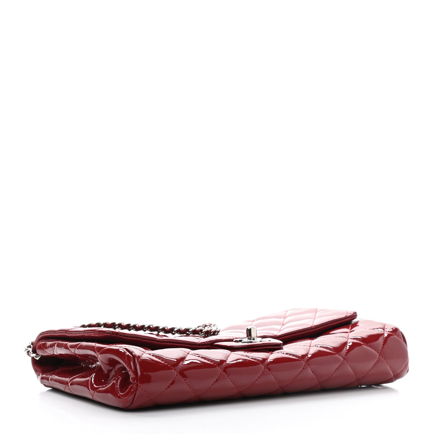 Chanel Patent Quilted Clutch With Chain Flap Red 4 of 10