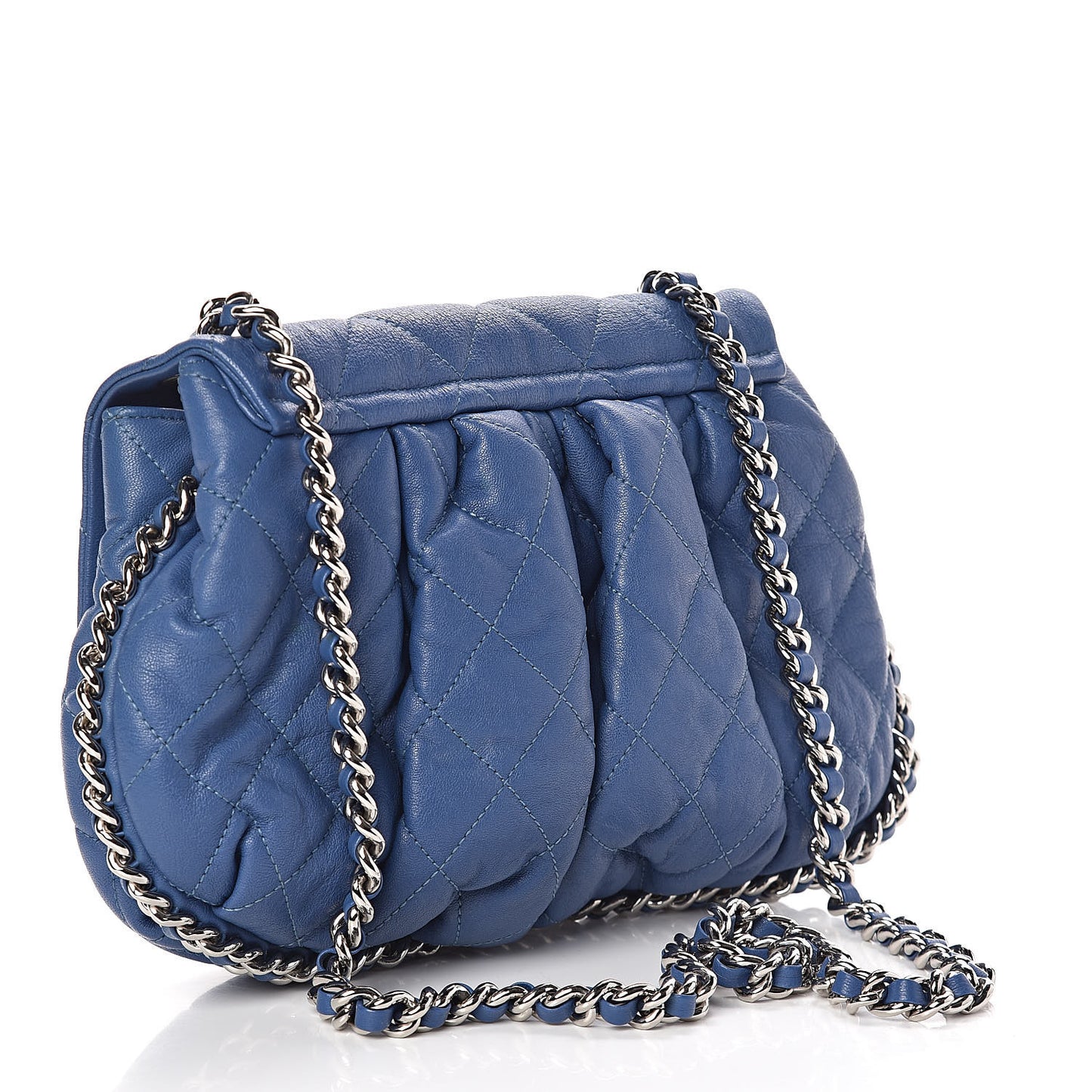 Washed Lambskin Chain Around Medium Messenger Blue