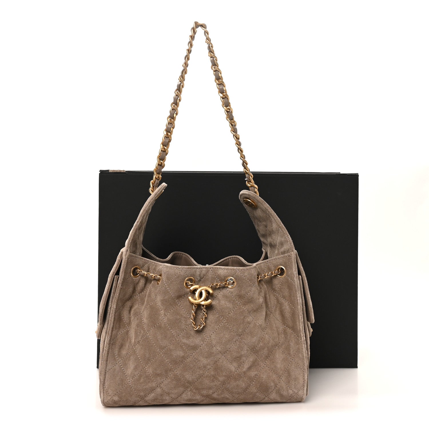 Chanel Suede Quilted Small Chanel 25 Handbag Dark Grey 11 of 11