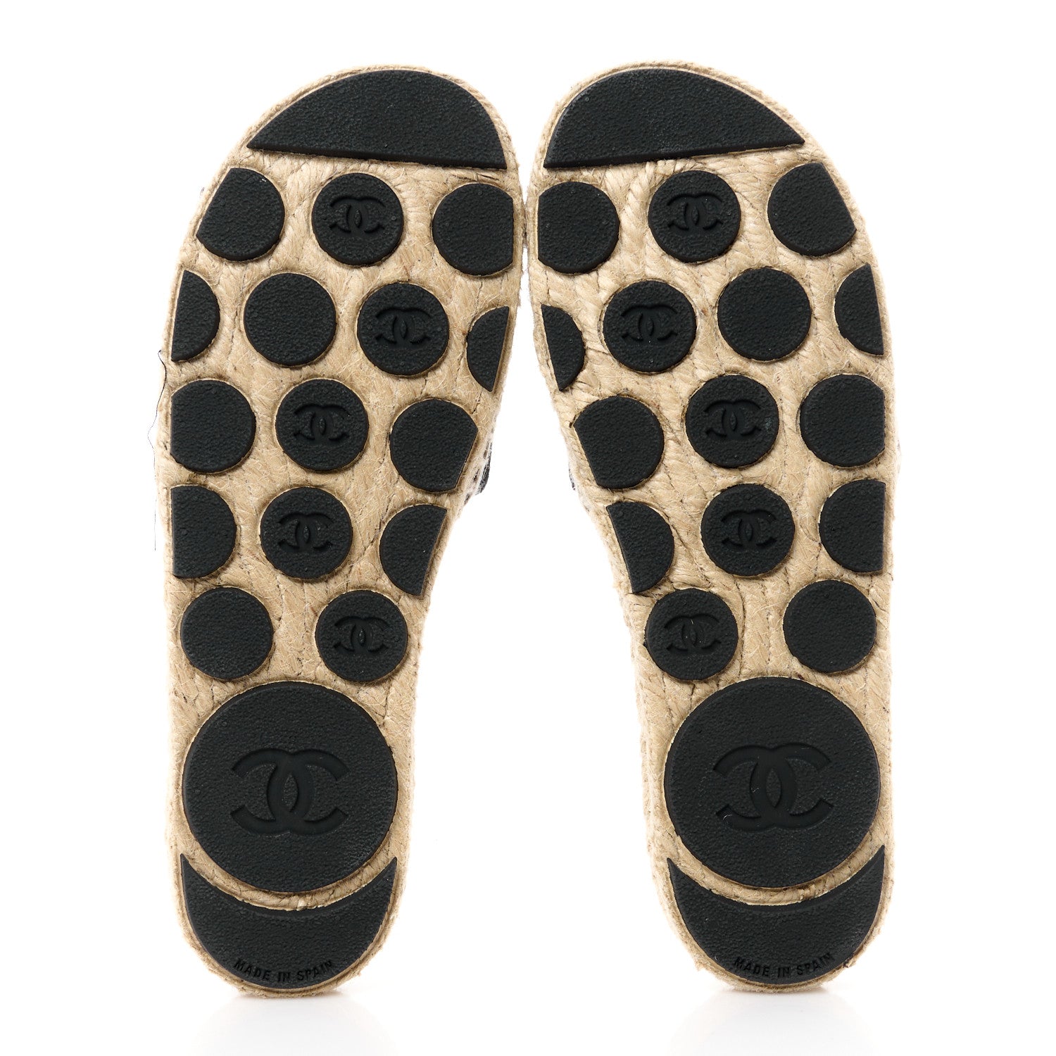 Chanel Wool Laminated Lambskin CC Slide Sandals 38 Black Gold 5 of 9