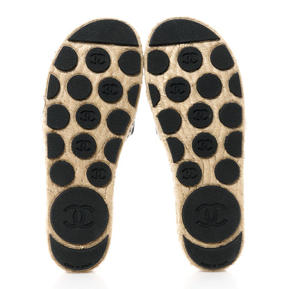 Chanel Wool Laminated Lambskin CC Slide Sandals 38 Black Gold 5 of 9