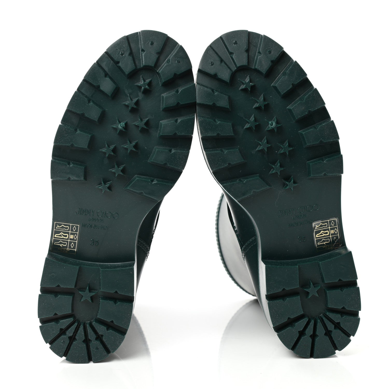 Jimmy Choo Rubber Yael Flat Rain Boots 35 Dark Green 5 of 8