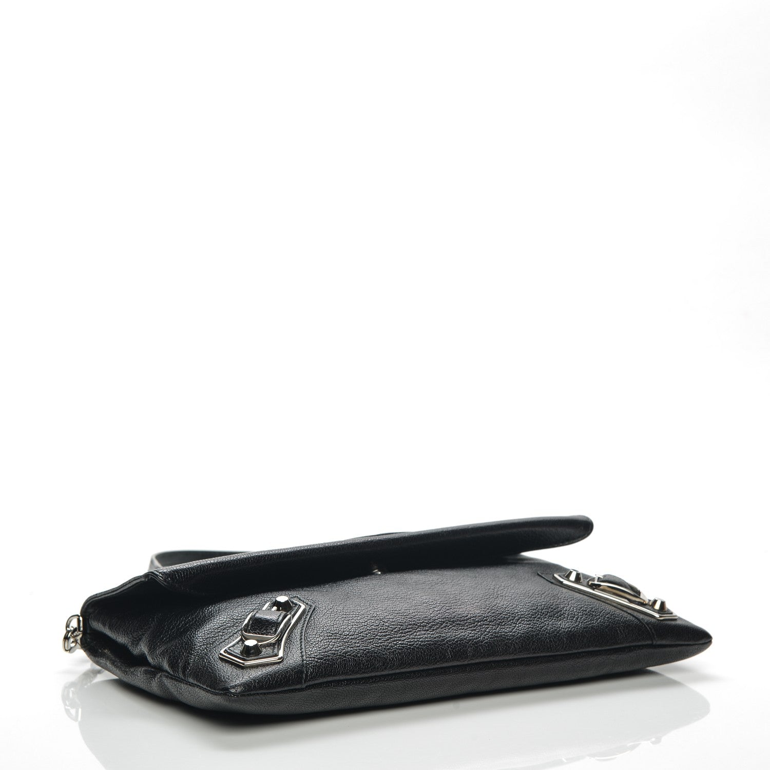 Balenciaga Chevre Silver Metallic Edge Hardware Envelope Clutch Black 4 of 7