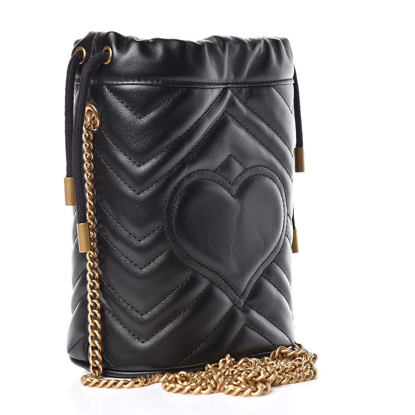 Calfskin Matelasse Mini GG Marmont 2.0 Bucket Bag Black