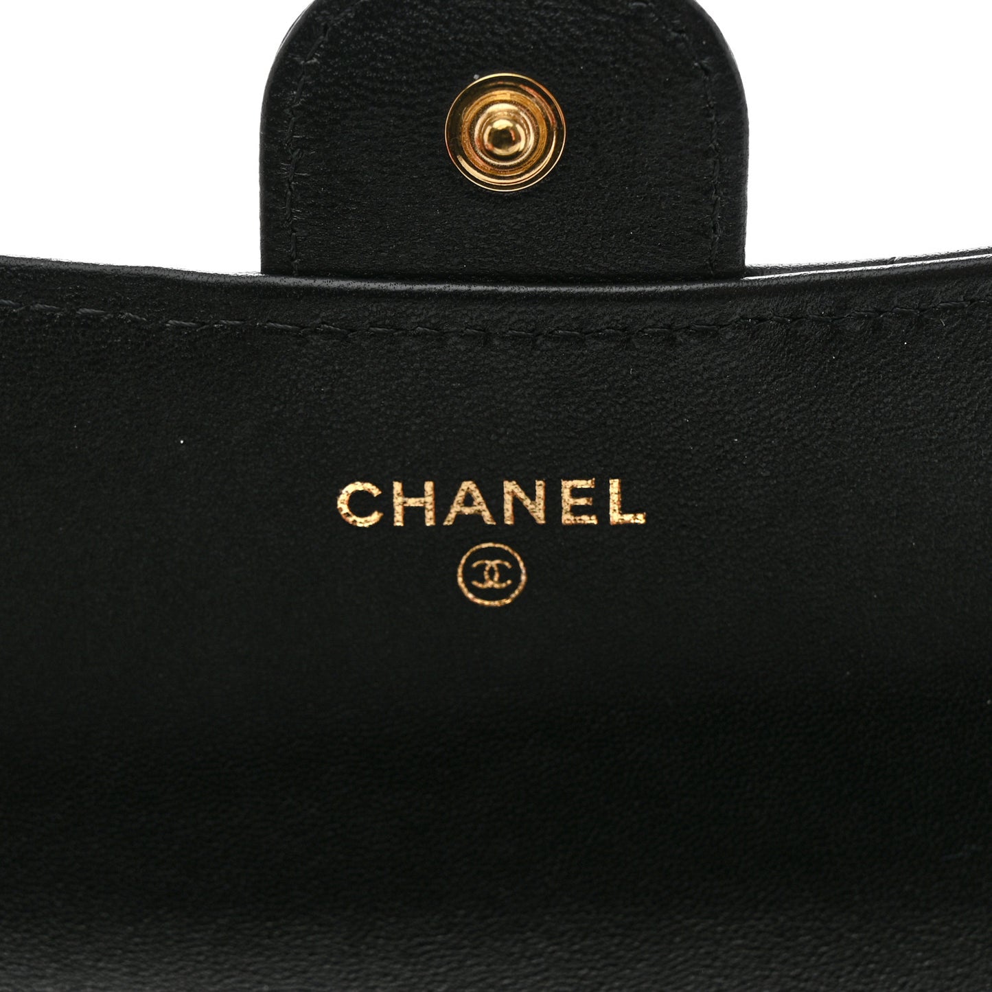 Lambskin Quilted Large Gusset Flap Wallet Black