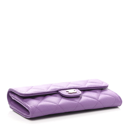 Chanel Caviar Quilted Medium Gusset Flap Wallet Purple 4 of 9