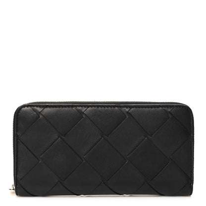 Bottega Veneta Nappa Maxi Intrecciato Zip Around Wallet Black 1 of 9