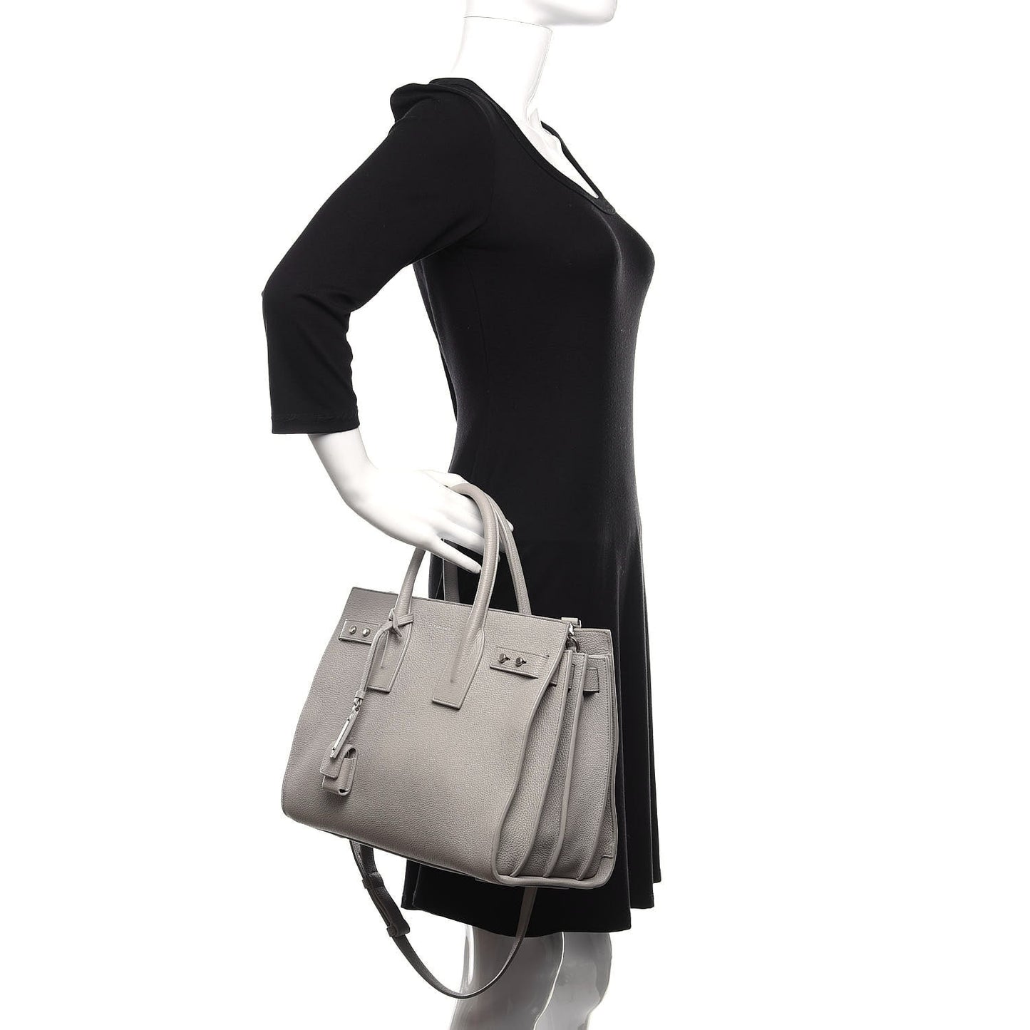 Grained Calfskin Small Supple Sac De Jour Grey