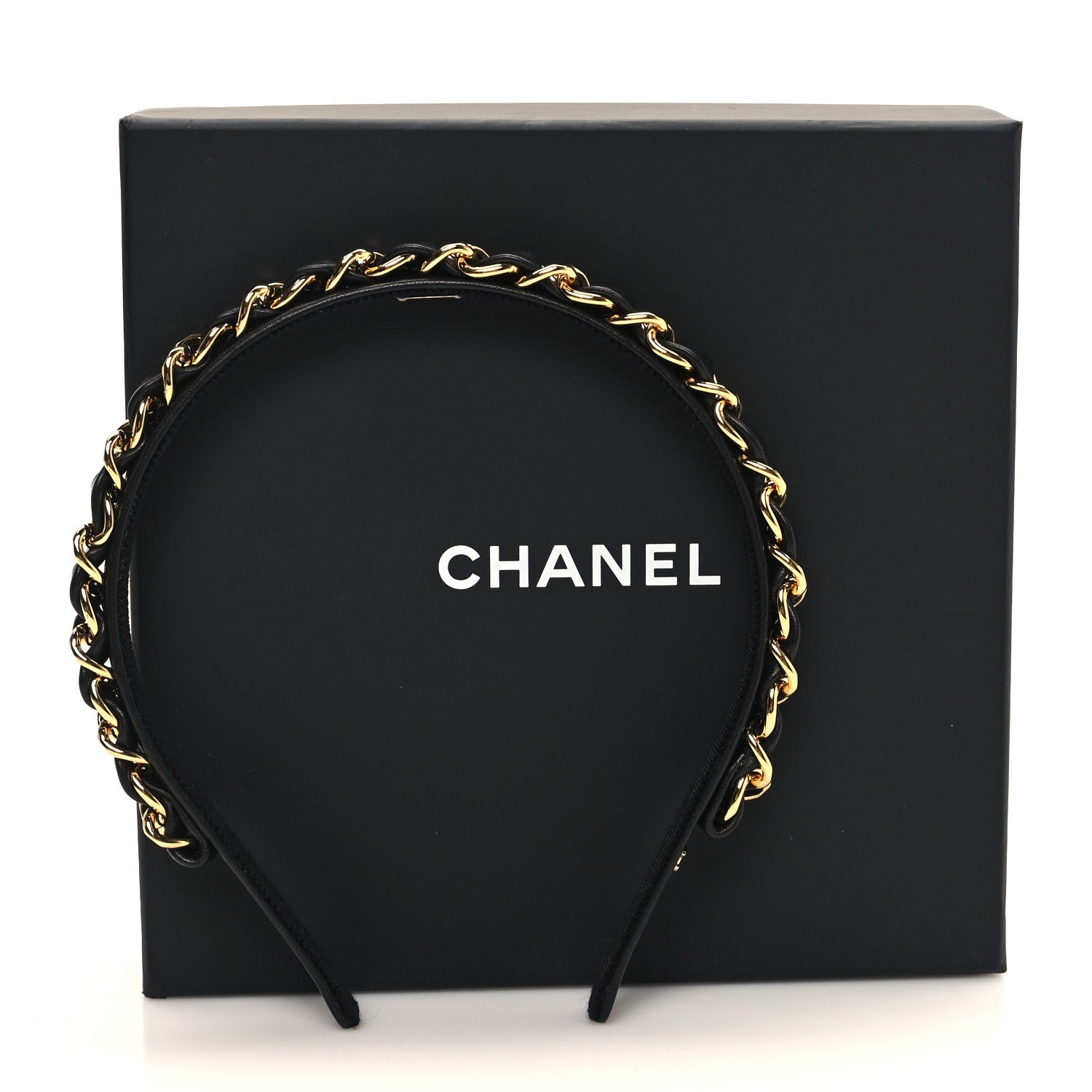 Chanel Metal Lambskin CC Chain Headband Gold Black 5 of 5
