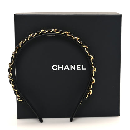 Chanel Metal Lambskin CC Chain Headband Gold Black 5 of 5