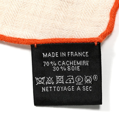 Hermes Cashmere Silk Botanica Grafica Shawl 140 Naturel Black Orange 4 of 4