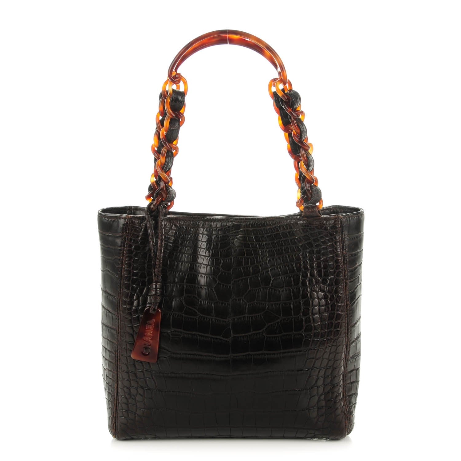 Chanel Alligator Tortoise Chain Small Shoulder Bag Dark Brown 1 of 8