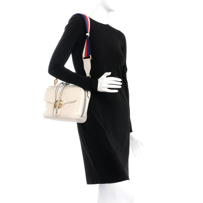 Gucci Calfskin Matelasse Sylvie Web Small GG Marmont Top Handle Shoulder Bag White 2 of 8
