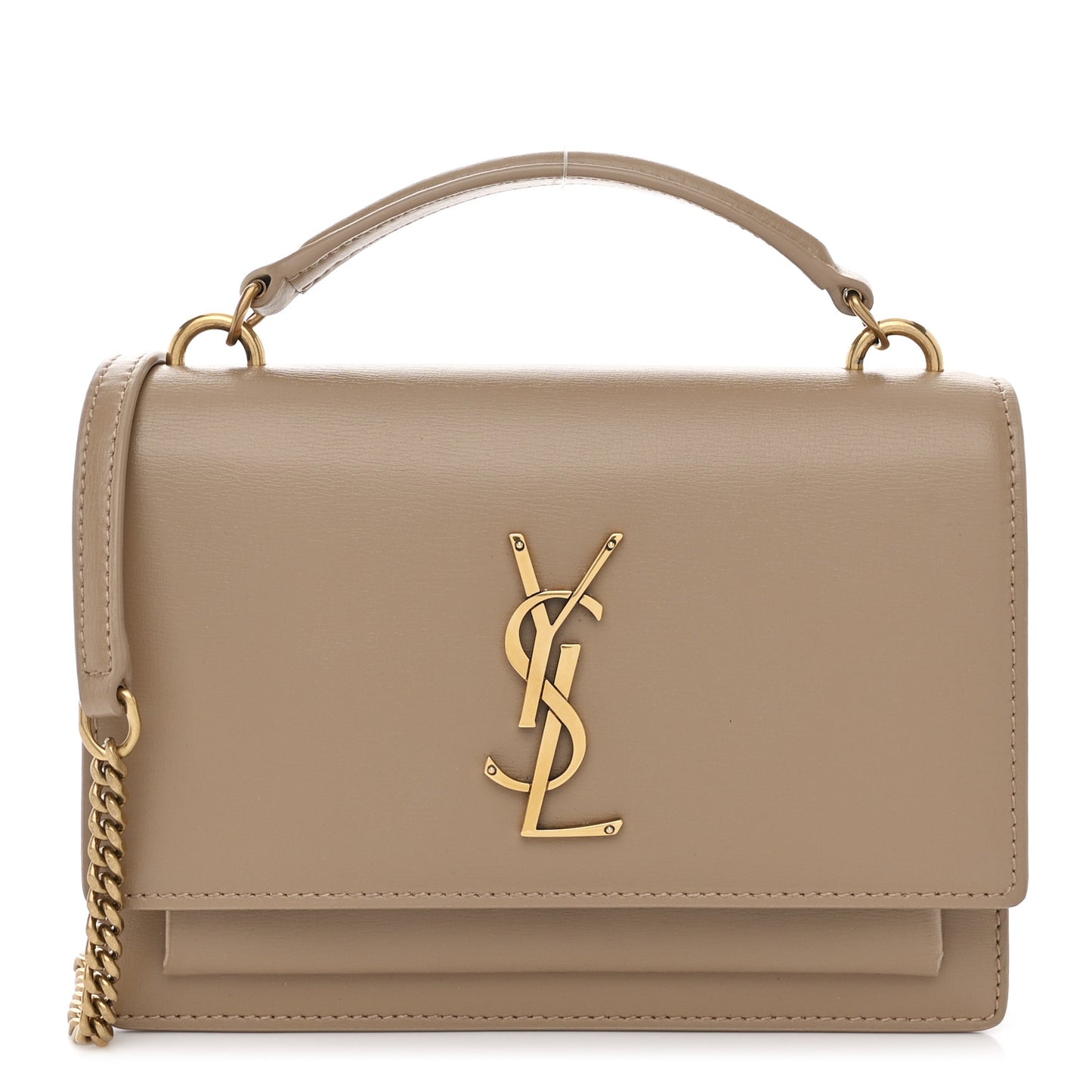 Calfskin Monogram Sunset Chain Wallet Dark Toffee