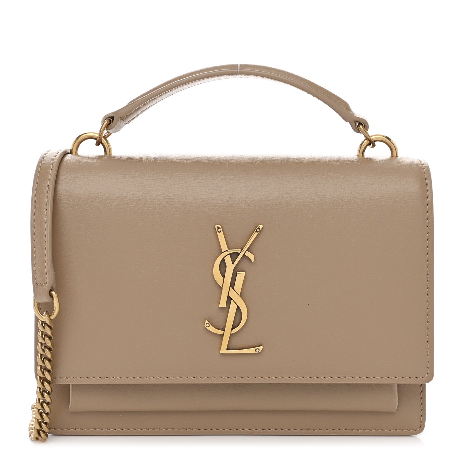 Saint Laurent Calfskin Monogram Sunset Chain Wallet Dark Toffee 1 of 11