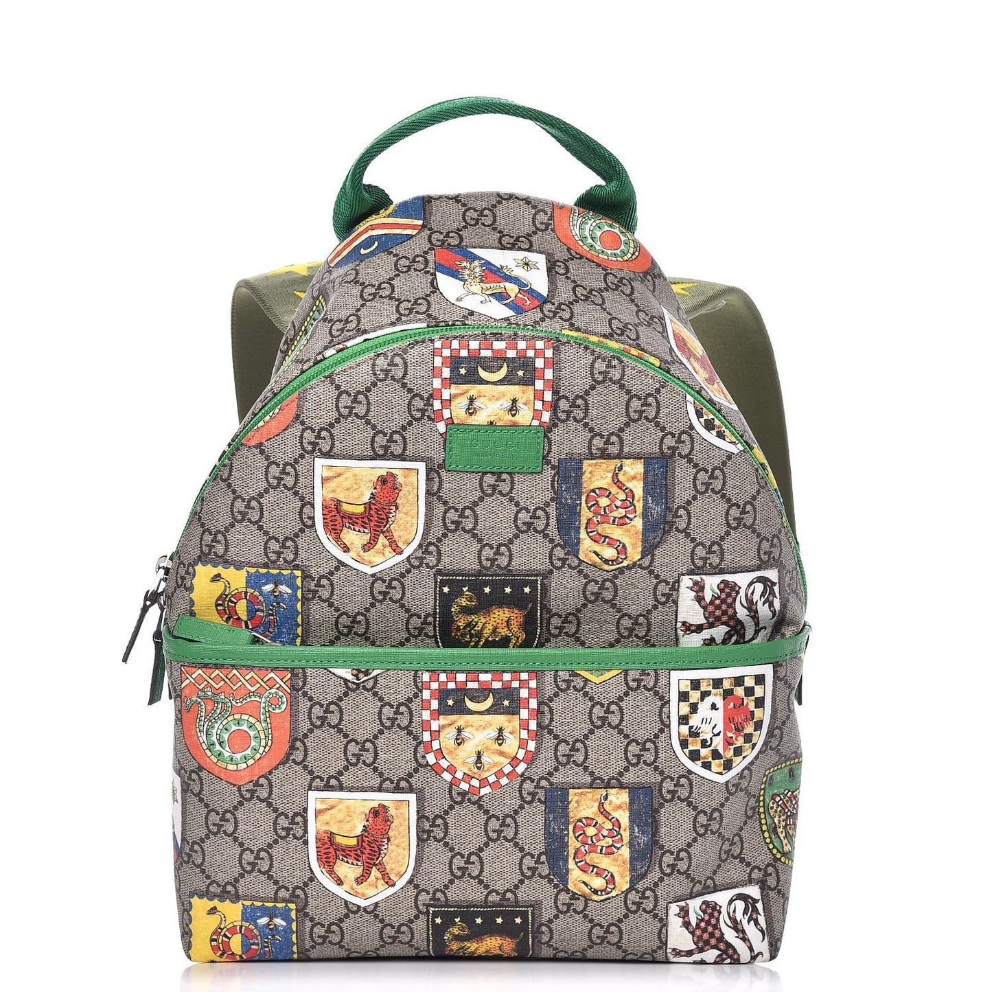 GG Supreme Monogram Children's Crests Backpack Green