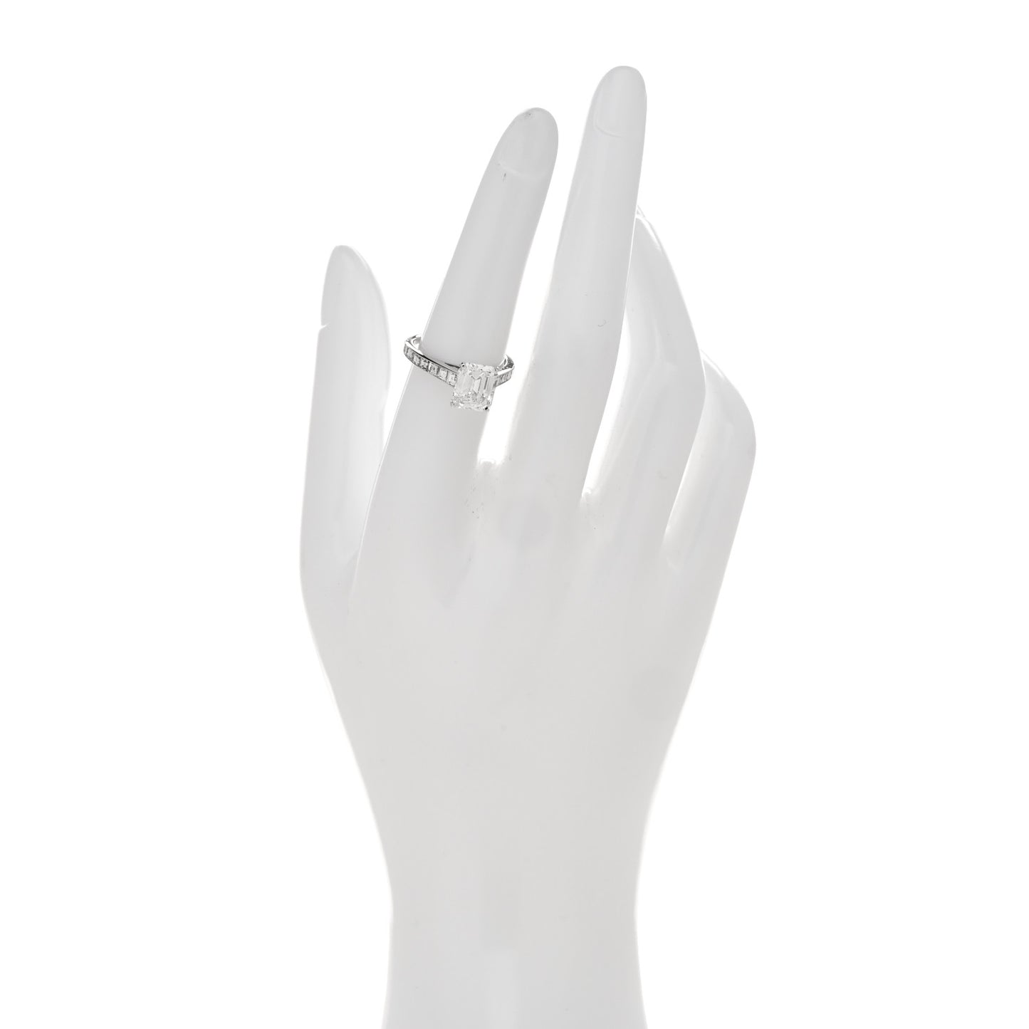 18K White Gold Diamond 2.38ct Emerald Cut Diane Engagement Ring 52 6