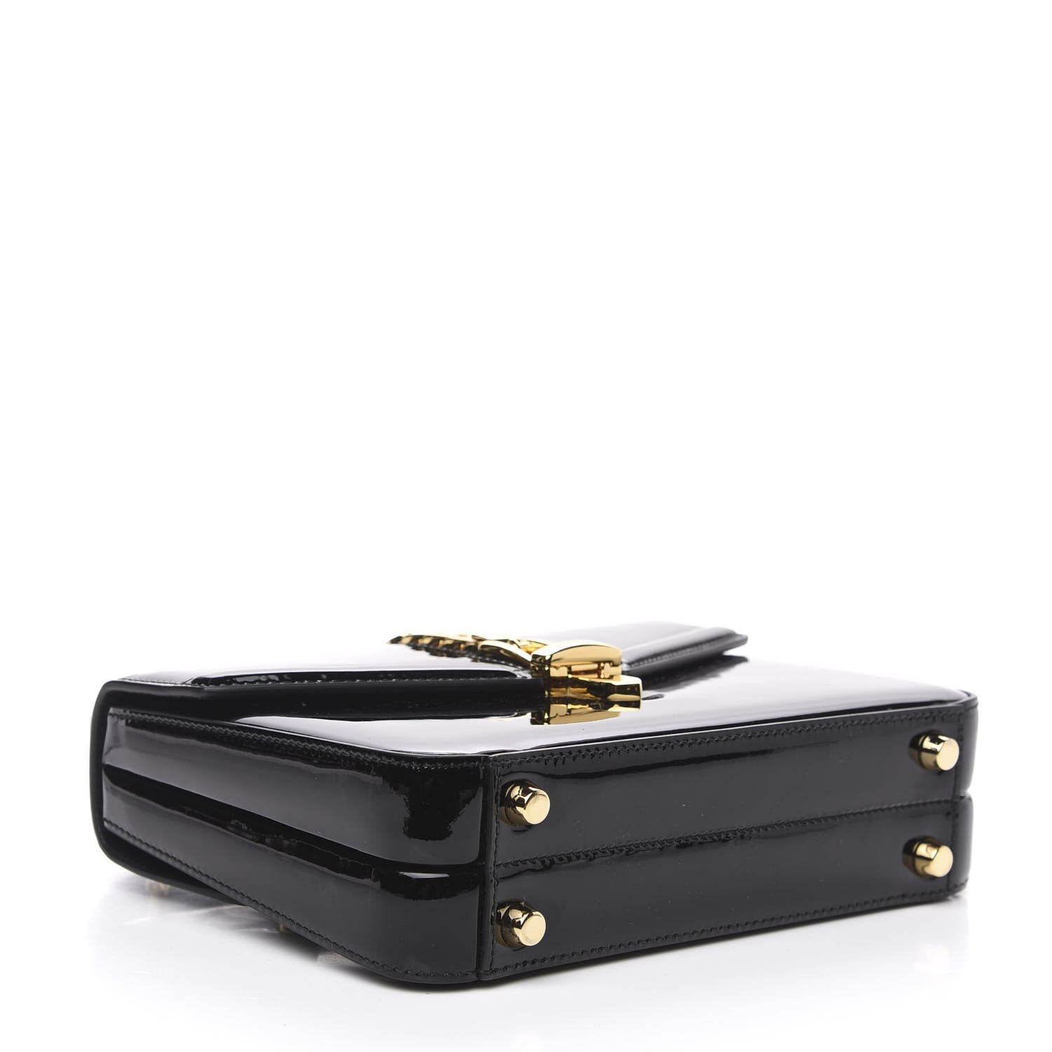 Gucci Mousse Top Patent Mini Sylvie 1969 Top Handle Bag Black 4 of 9
