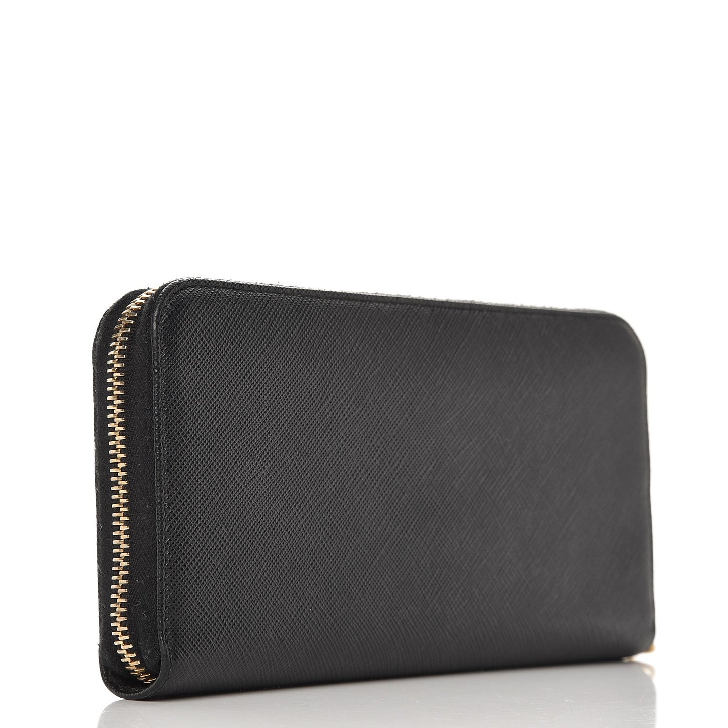 Saffiano Metal Zip Around Wallet Nero Black