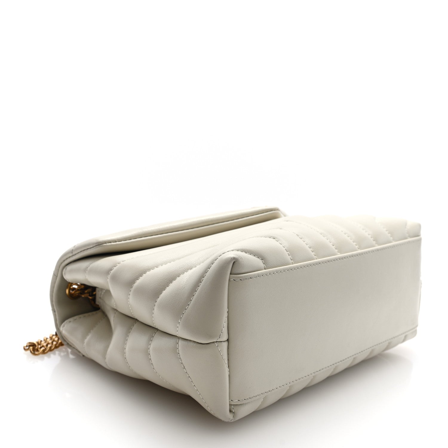 Saint Laurent Calfskin Y Quilted Monogram Small Loulou Chain Satchel Crema Soft 4 of 9