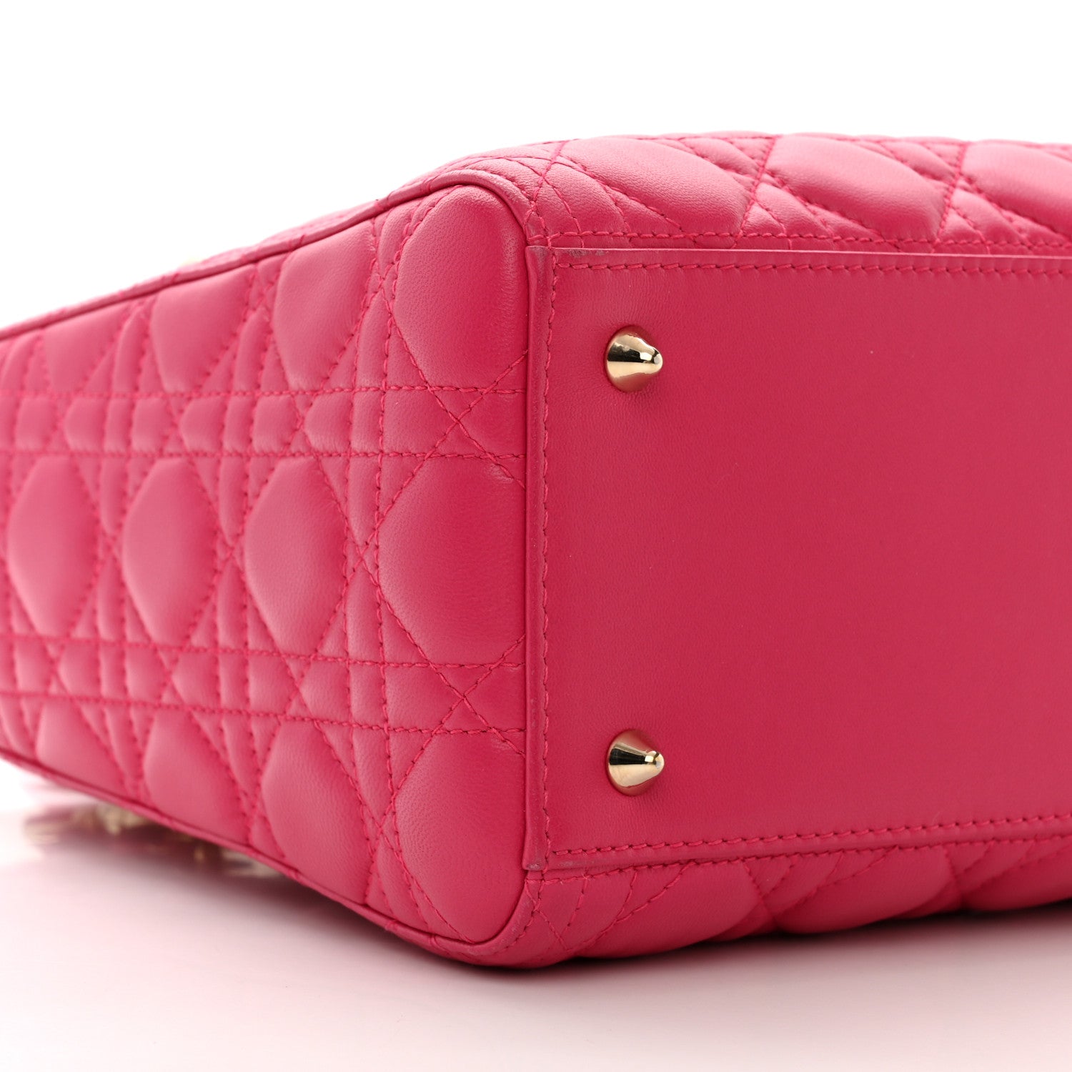 Christian Dior Lambskin Cannage Medium Lady Dior Fuchsia 9 of 10