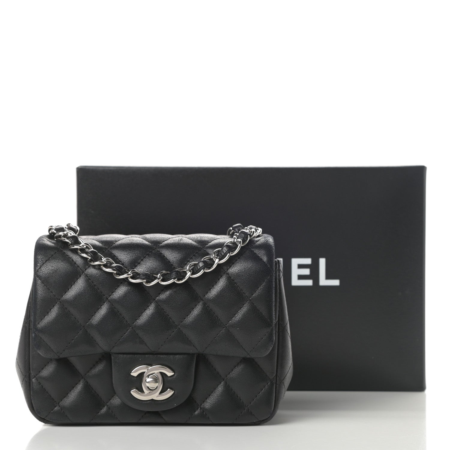 Chanel Lambskin Quilted Mini Square Flap Black 17 of 17