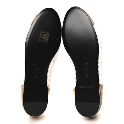 Chanel Raffia Cap Toe Ballerina Flats 37 Beige White 6 of 9