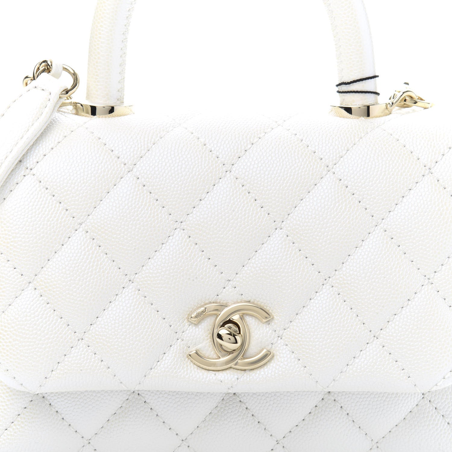 Chanel Iridescent Caviar Quilted Extra Mini Coco Handle Flap Ivory 10 of 11
