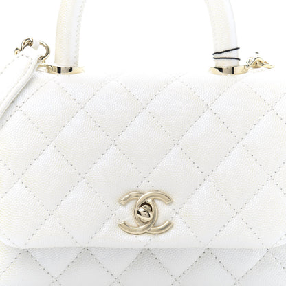 Chanel Iridescent Caviar Quilted Extra Mini Coco Handle Flap Ivory 10 of 11