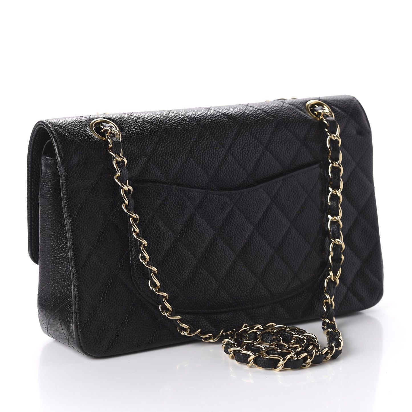 Caviar Quilted Medium Double Flap Black