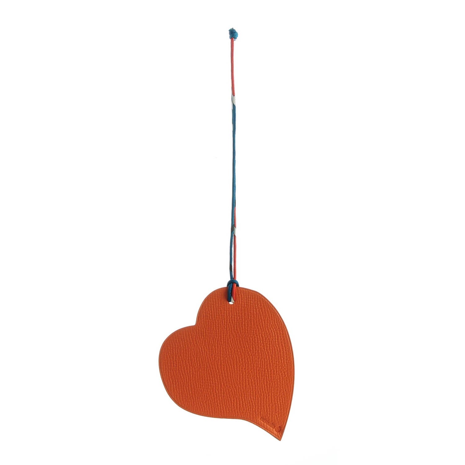 Hermes Togo Epsom Petit H Heart Bag Charm Rubis Orange 2 of 5