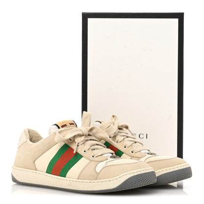 Gucci Nylon Nubuck Web Womens Screener Sneakers 38 Mystic White Dusty Milk 12 of 12