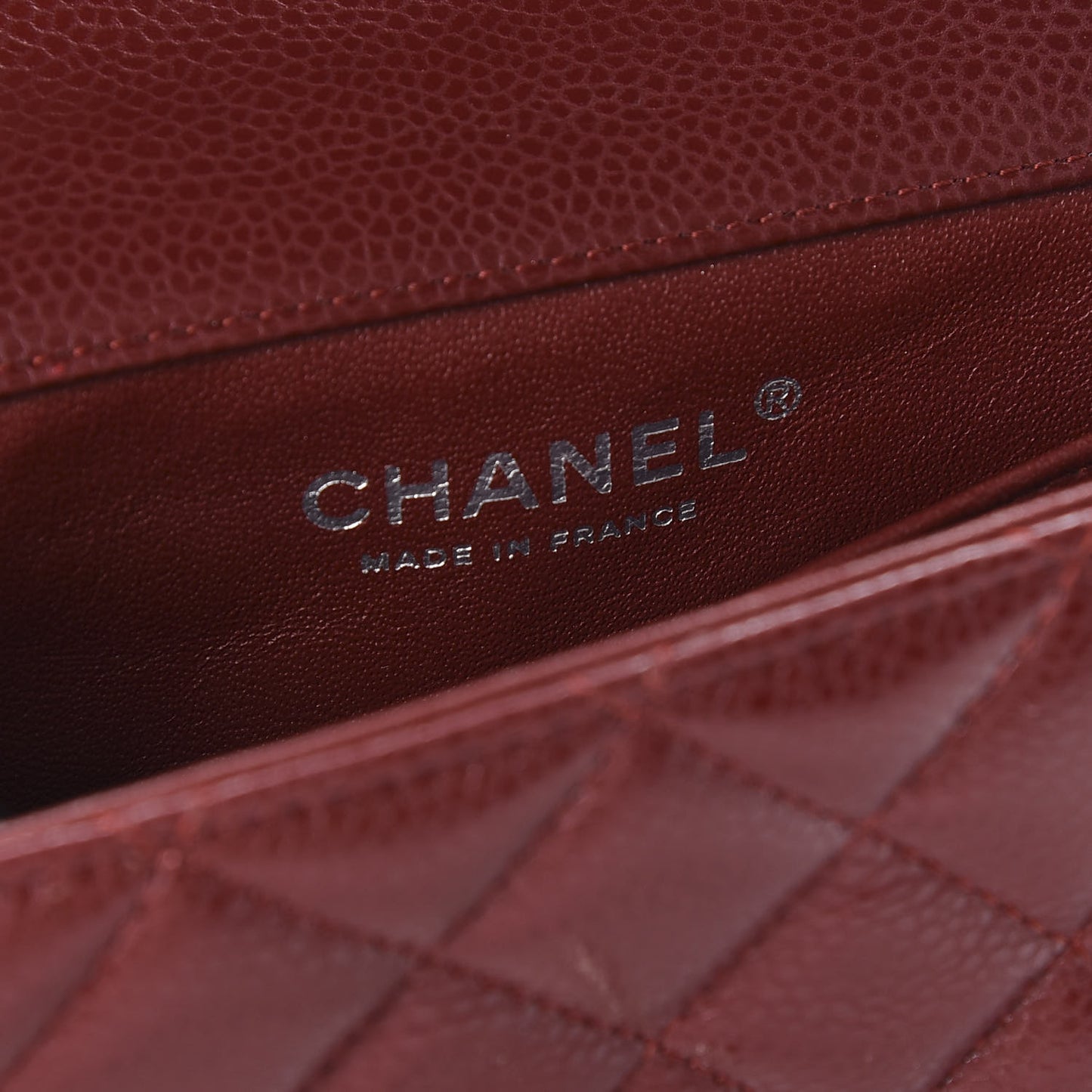 Caviar Quilted Extra Mini Flap Burgundy
