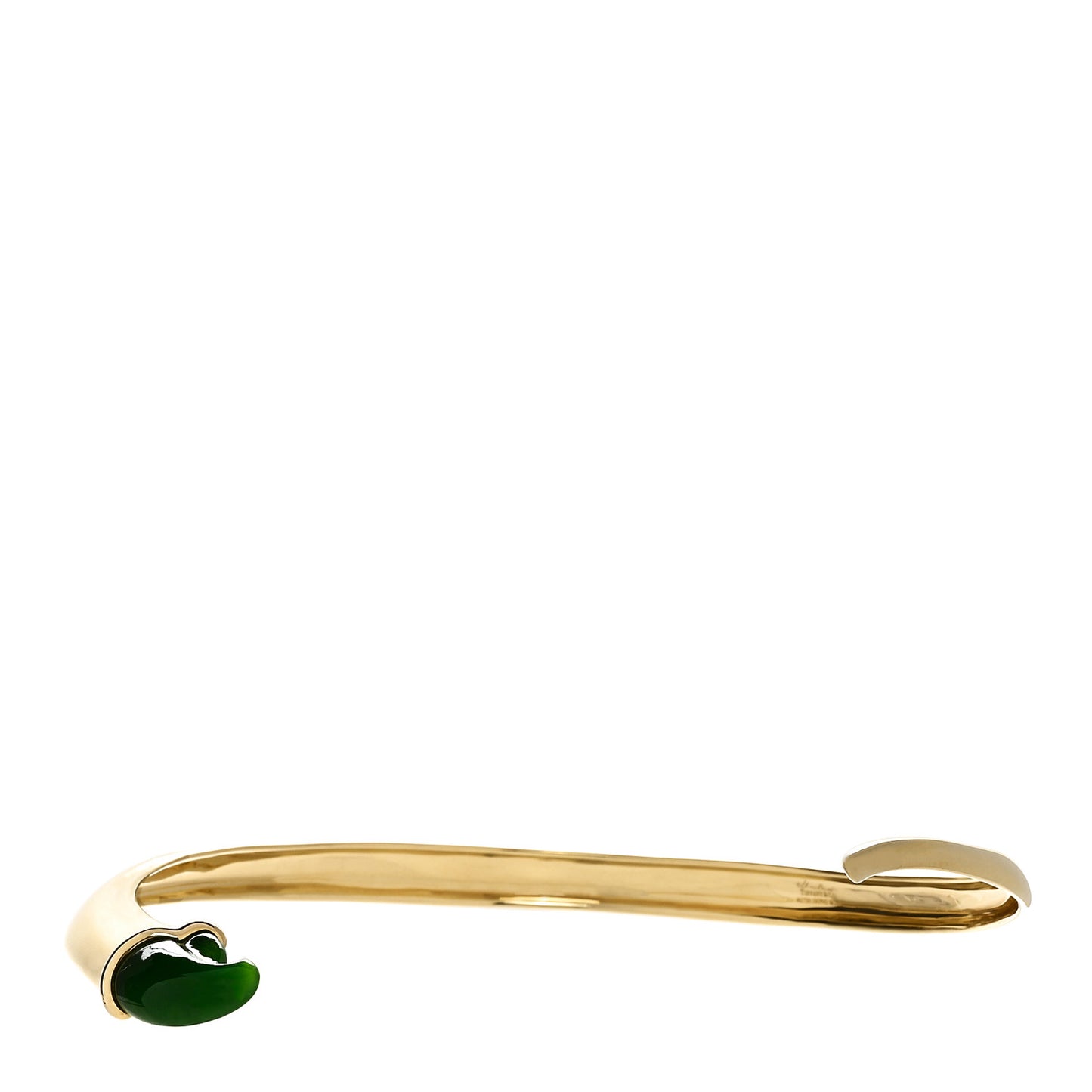 18K Yellow Gold Green Jade Elsa Peretti Claw Necklace