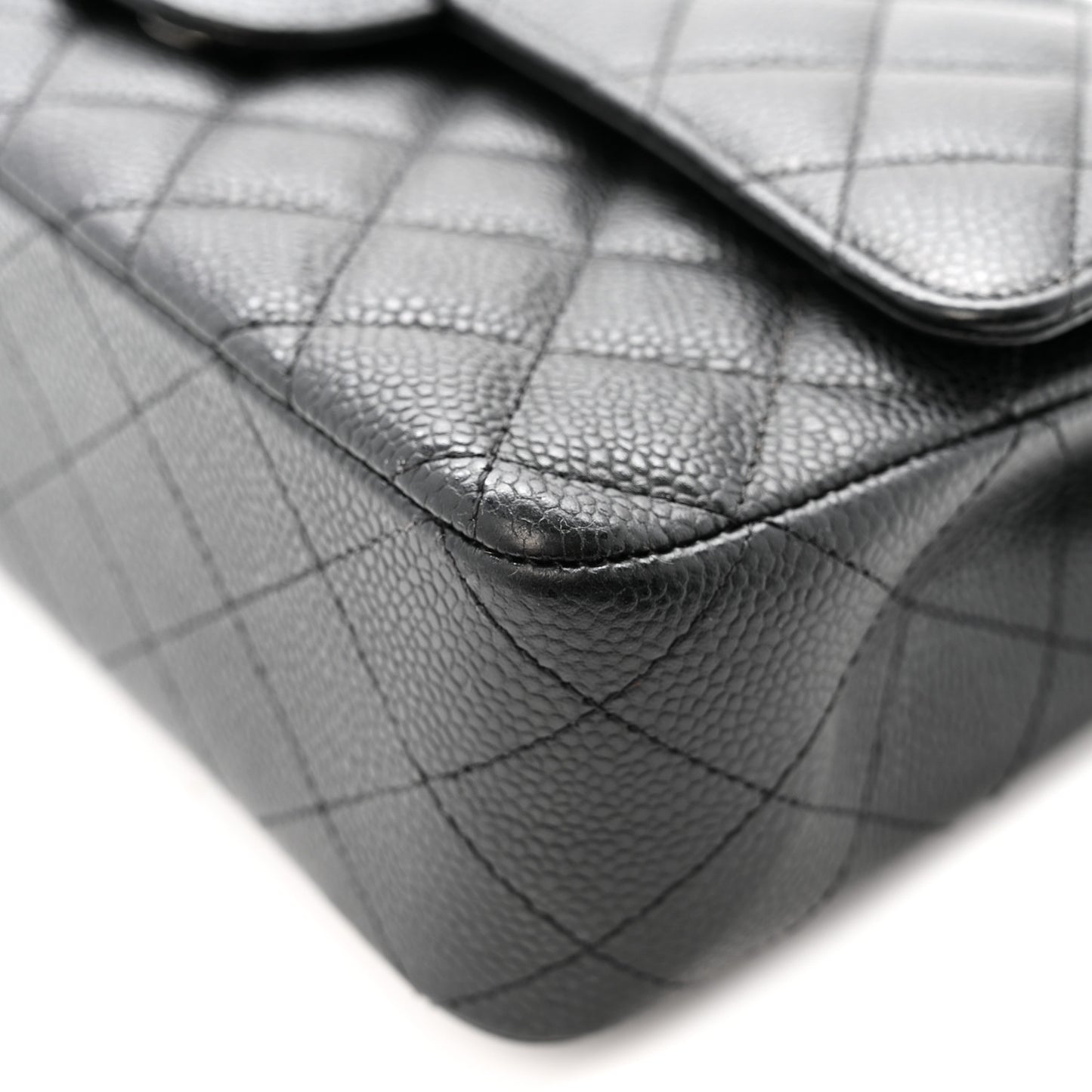 Caviar Quilted Medium Double Flap Black