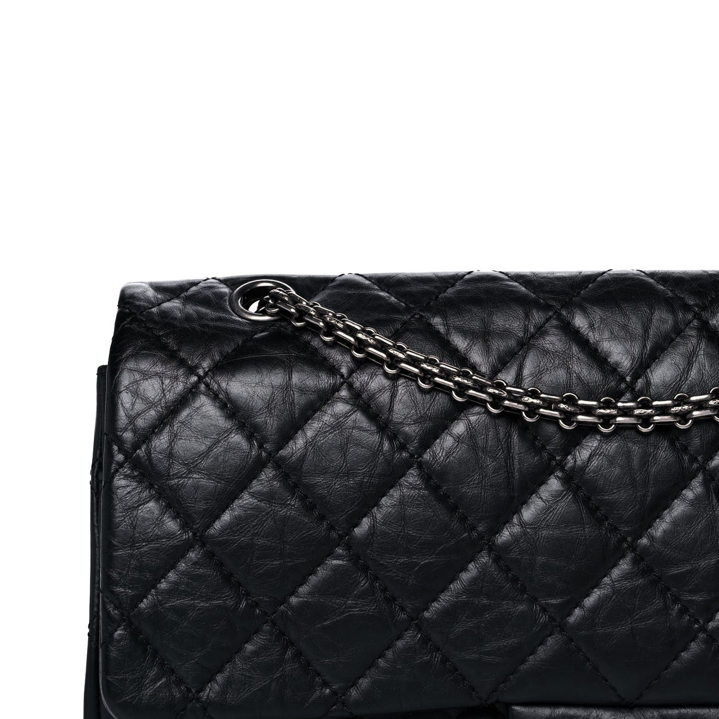 Aged Calfskin Quilted 2.55 Reissue 227 Flap Black