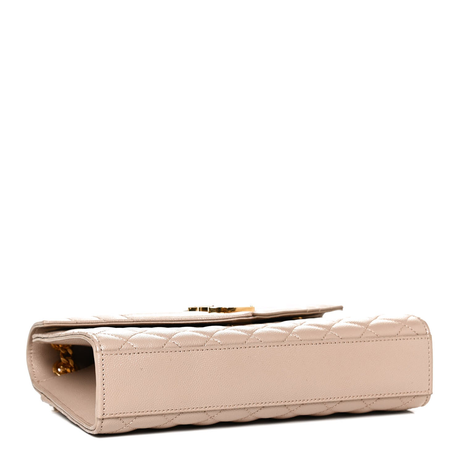 Saint Laurent Grain De Poudre Textured Mixed Matelasse Medium Triquilt Monogram Satchel Dark Beige 4 of 11