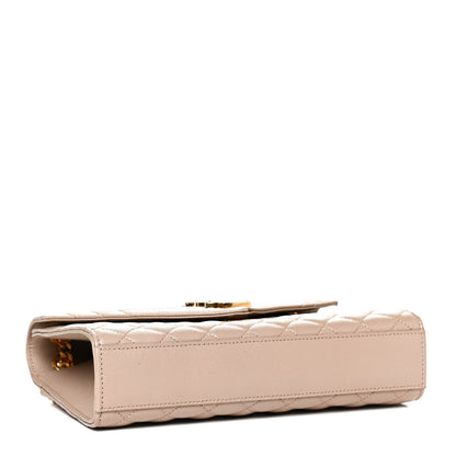 Saint Laurent Grain De Poudre Textured Mixed Matelasse Medium Triquilt Monogram Satchel Dark Beige 4 of 11