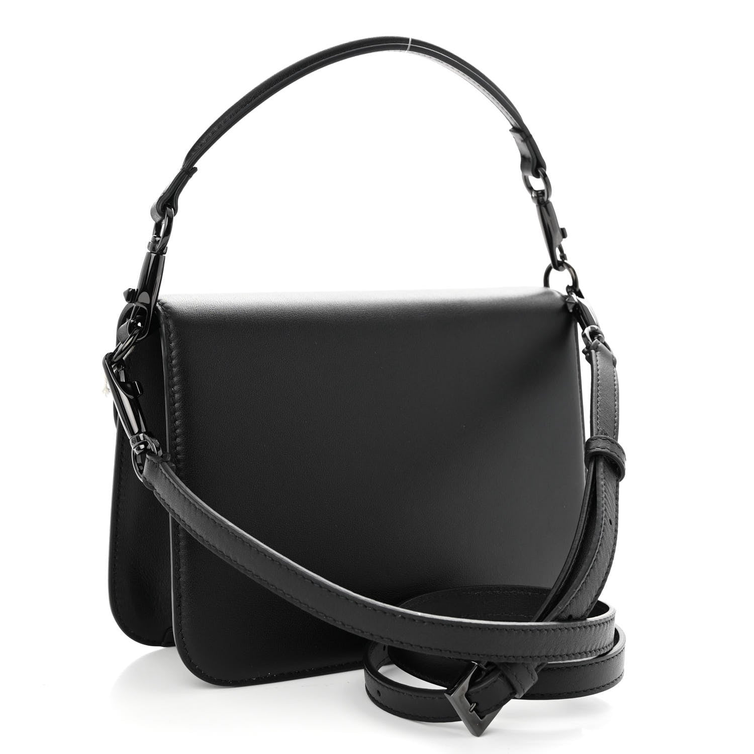 Valentino Garavani Calfskin Monochrome VLogo Loco Flap Shoulder Bag Black 3 of 10