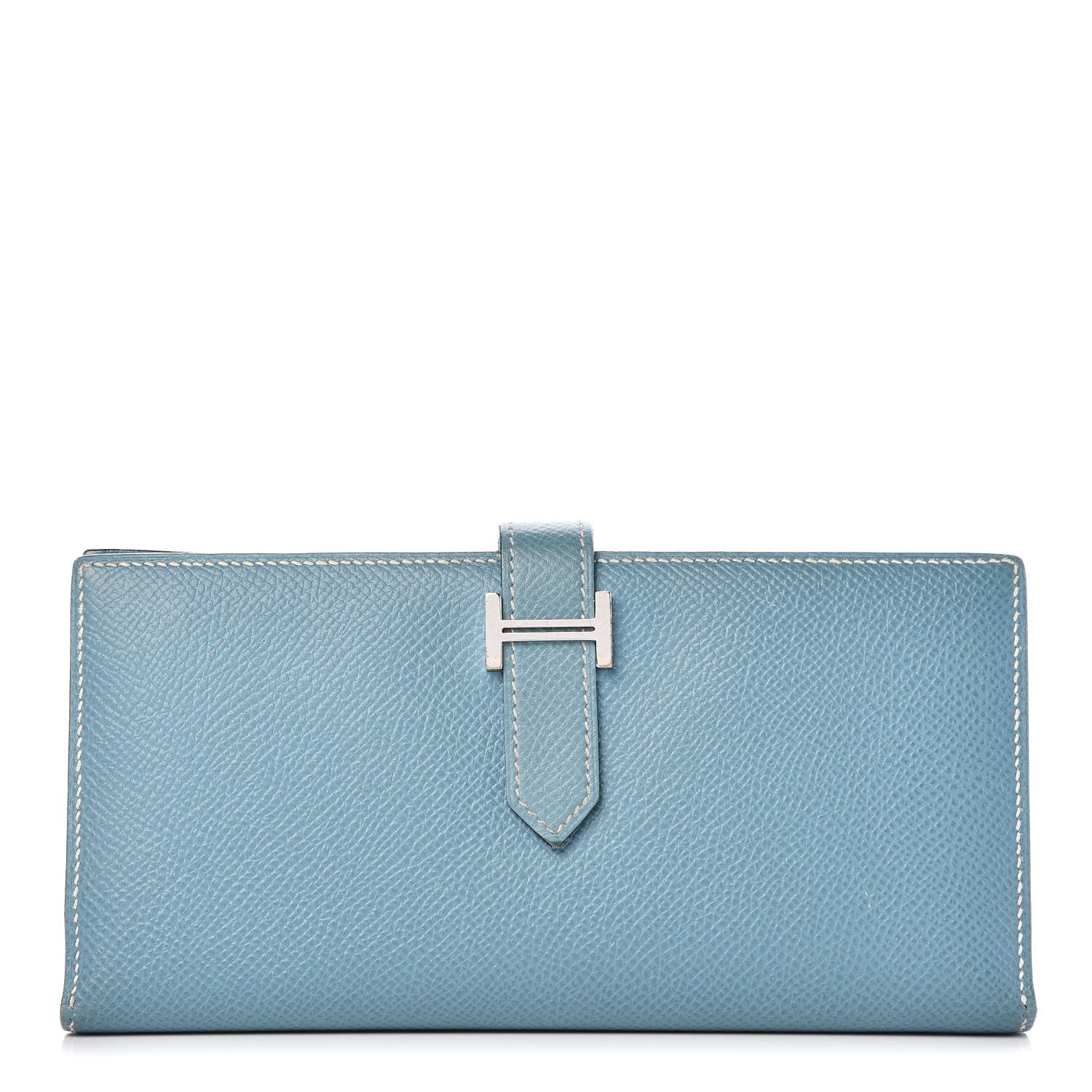 Hermes Epsom Bearn Gusset Wallet Blue Jean 1 of 8