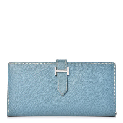Hermes Epsom Bearn Gusset Wallet Blue Jean 1 of 8