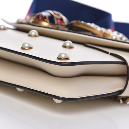 Gucci Nappa Pearl Studded Mini Queen Margaret Broadway Shoulder Bag Mystic White 9 of 10