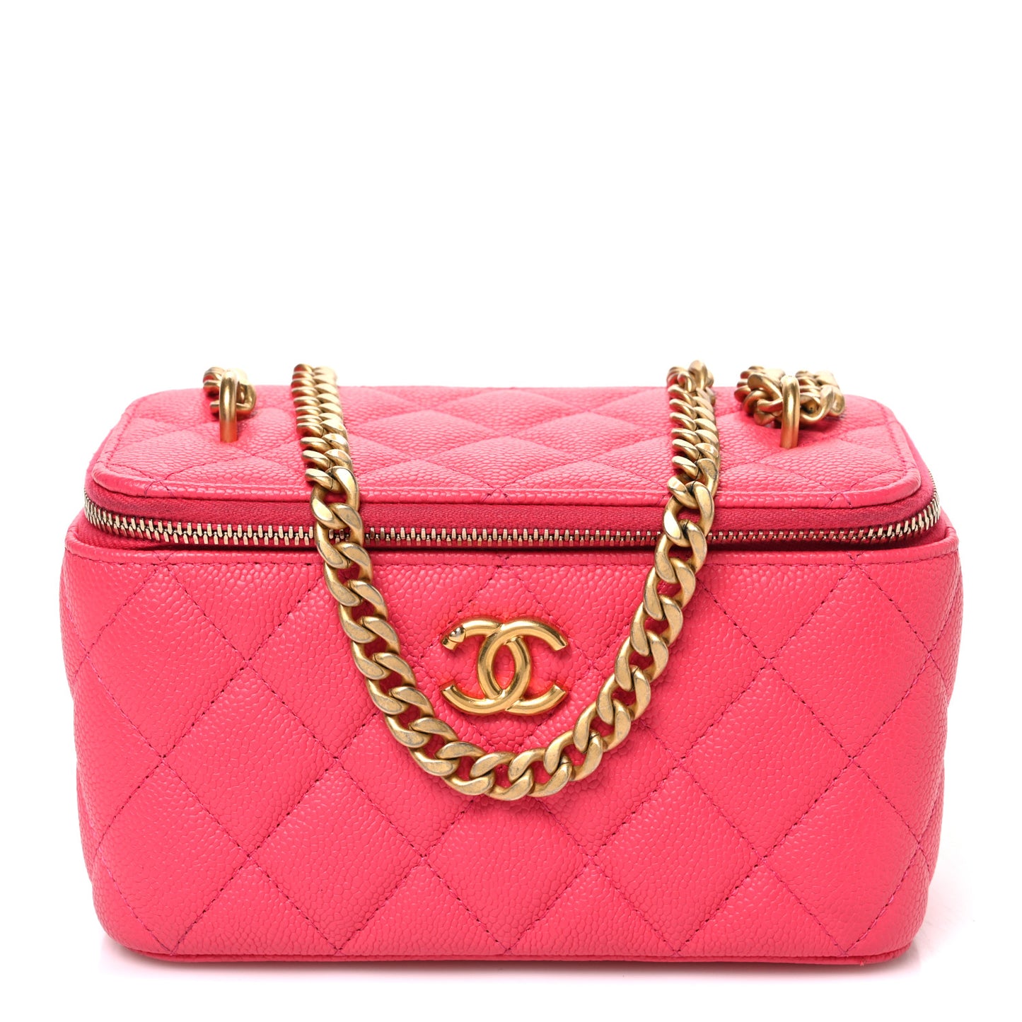Caviar Quilted Sweetheart Vanity Case Pink