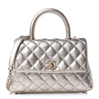 Chanel Metallic Aged Calfskin Quilted Mini Coco Handle Flap Gold 1 of 12