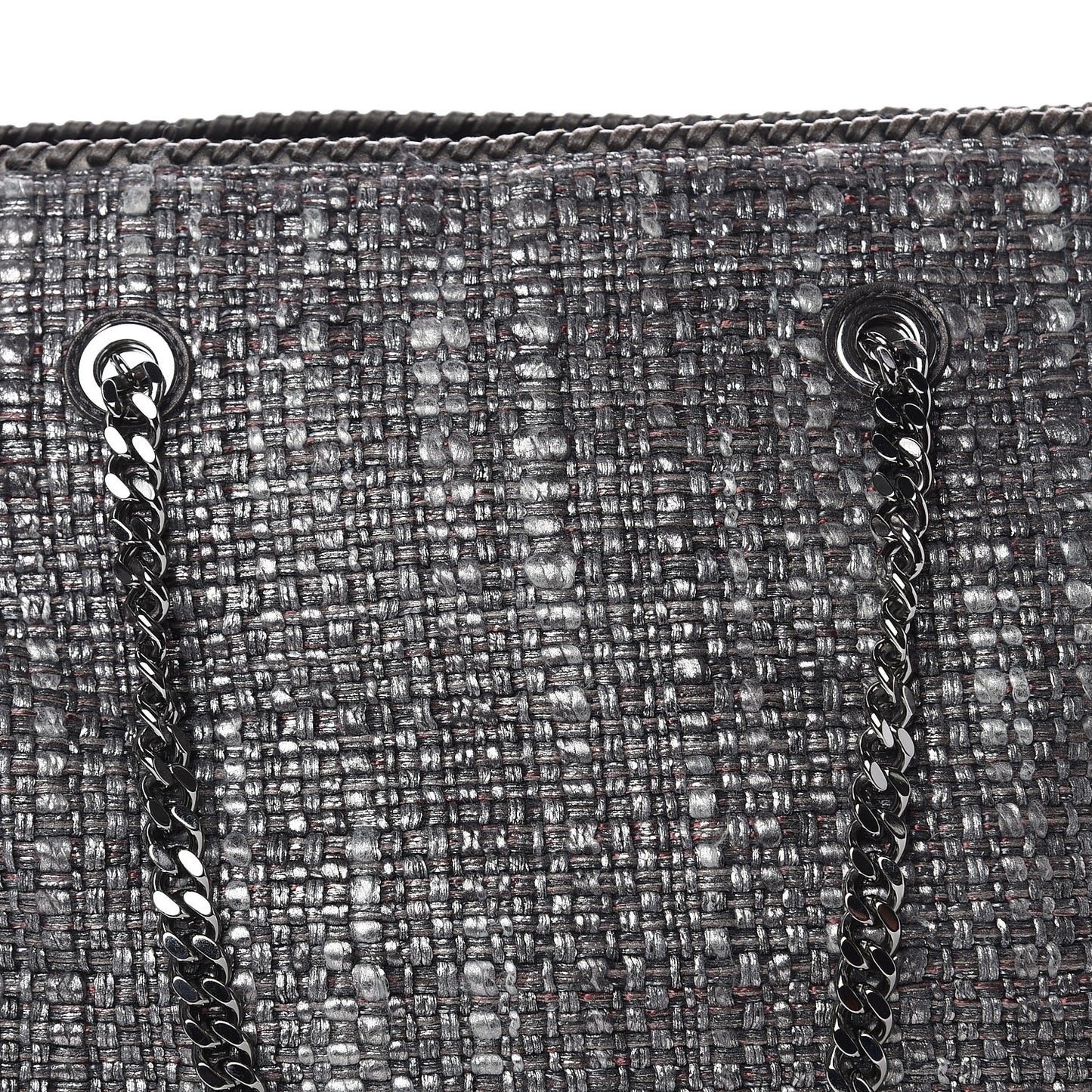 Metallic Woven Boucle Boston Bag Dark Grey