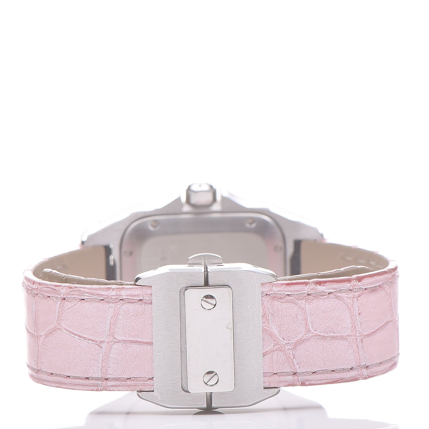 Stainless Steel Alligator 33mm Santos 100 Automatic Watch Pink