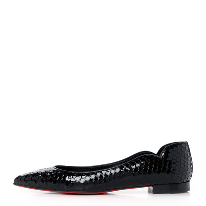 Christian Louboutin Patent Snakeskin Embossed Hot Chickita Flats 38.5 Black 1 of 8
