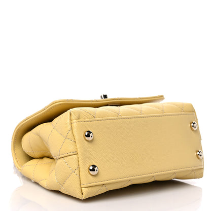 Chanel Caviar Quilted Extra Mini Coco Handle Flap Yellow 4 of 9